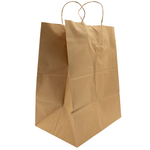 Paper Bags - Handle Bags - Kraft Color - 12"x9"x16" - 200 Bags - 74 LB Weight basis (110 GSM strong) Twisted Handle - Kraft/Natural - 12916NKPAPTHDL - AssurePak