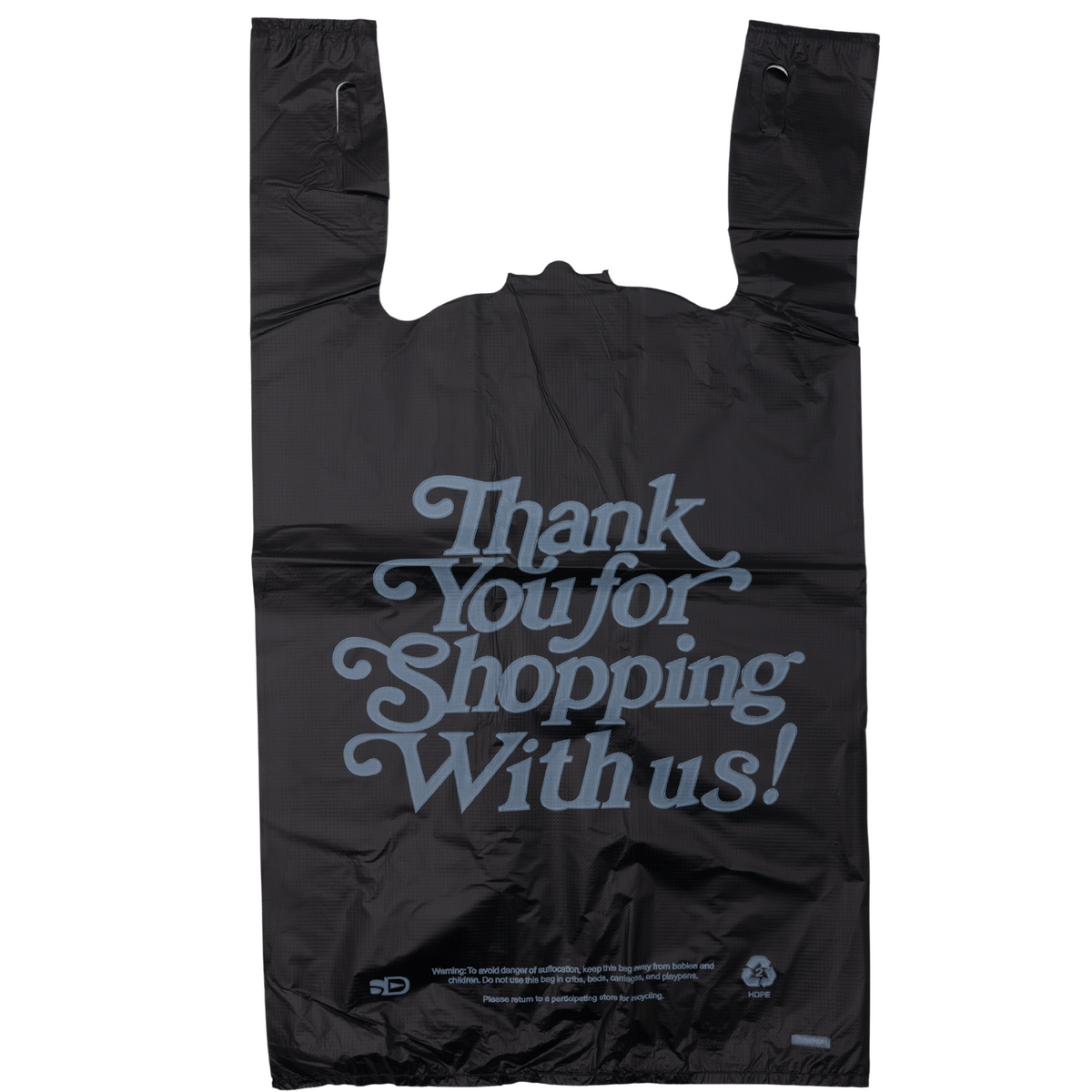 Black Printed HDPE TShirt Bags 1/5 BBL 13"X10"X23" 400 Bags 21