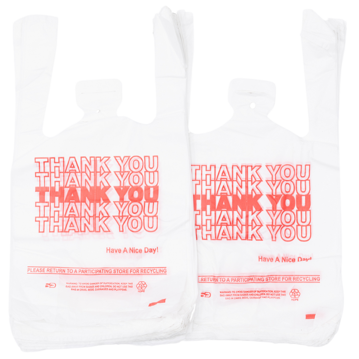 White Thank You HDPE T Shirt Bags 1 12 BBL 7 X3.5 X13 1000 Bags AssurePak