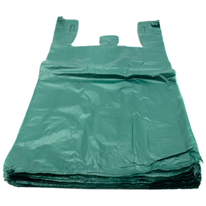 Colored Unprinted HDPE T-Shirt Bags - 1/6 BBL 11.5"X6"X21" - 1000 Bags - 13 microns - Green - LOOP-GREEN - AssurePak
