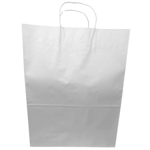 Paper Bags - Handle Bags - White Color - 13"x7"x17" - 250 Bags - 74 LB Weight basis (110 GSM strong) Twisted Handle. Packed in cases. - White Paper - 13717WHITEPAPTHDL - AssurePak