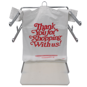 Easy Open - White 'Thank You' HDPE T-Shirt Bags - 1/6 BBL 11.5"X6"X21" - 600 Bags - 18 microns - White - 10092HDEMB-EO - AssurePak