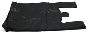 Black Unprinted HDPE T-Shirt Bags - 1/6 BBL 11.5"X6"X21" - 350 Bags - 22 microns - Black - 200HD25 - AssurePak