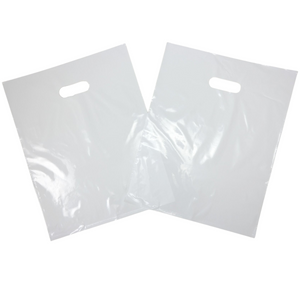 LDPE Die Cut Merchandies Bags - 12"x15" - 500 Bags - 1.5 mil - White - 1215DCWHITE - AssurePak