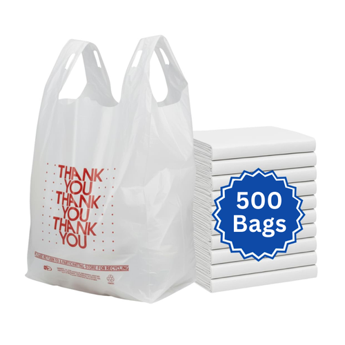 ASSUREPAK INC. - Easy Open - White 'Thank You' HDPE T-Shirt Bags - 1/6 BBL 11.5