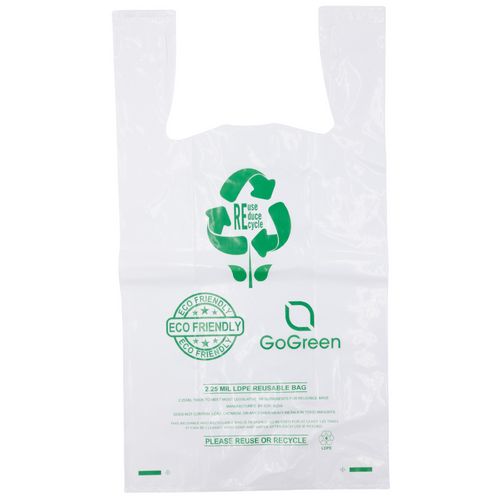 ASSUREPAK INC. - White Reusable/Eco-Friendly LDPE T-Shirt - Super Jumbo 20
