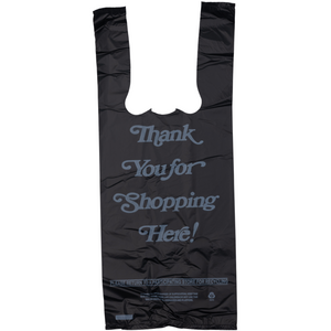 Black Printed HDPE Liquor T-Shirt Bags - 6"X4"X15" - 2000 Bags - 16 microns - Black - 6415HDBWP - AssurePak