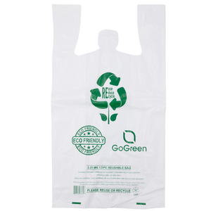ASSUREPAK INC. - White Reusable/Eco-Friendly LDPE T-Shirt - 1/6 BBL 12"X7"X22" - 150 Bags - 57 Micron (2.25 mil) - White - WHLD40REC225REU12722
