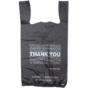 ASSUREPAK INC. - Black Printed HDPE T-Shirt Bags - 1/6 BBL 11.5"X6"X21" - 800 Bags - 13 microns - Black - 208015STY