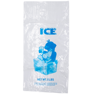 LDPE Ice Bags - 9"x18" - 1000 Bags - 1.25 mil - Clear - 5LBICELDWF - AssurePak