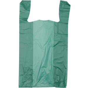 Colored Unprinted HDPE T-Shirt Bags - 1/6 BBL 11.5"X6"X21" - 1000 Bags - 13 microns - Green - LOOP-GREEN - AssurePak