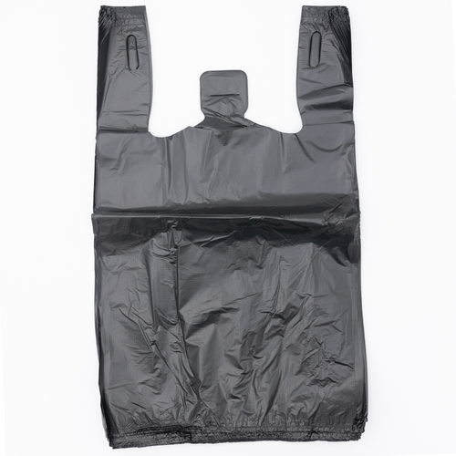 ASSUREPAK INC. - Easy Open - Black Unprinted HDPE T-Shirt Bags - 1/8 BBL 10