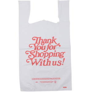 Easy Open - White 'Thank You' HDPE T-Shirt Bags - 1/6 BBL 11.5"X6"X21" - 600 Bags - 18 microns - White - 10092HDEMB-EO - AssurePak