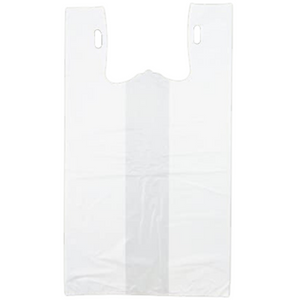 Easy Open - White Unprinted HDPE T-Shirt Bags - 1/5 BBL 13"X10"X23" - 500 Bags - 14 microns - White - P5SD100131023-EO - AssurePak