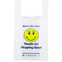 ASSUREPAK INC. - Easy Open - White Happy Face/Smiley Face HDPE T-Shirt Bags - 1/8 BBL 10