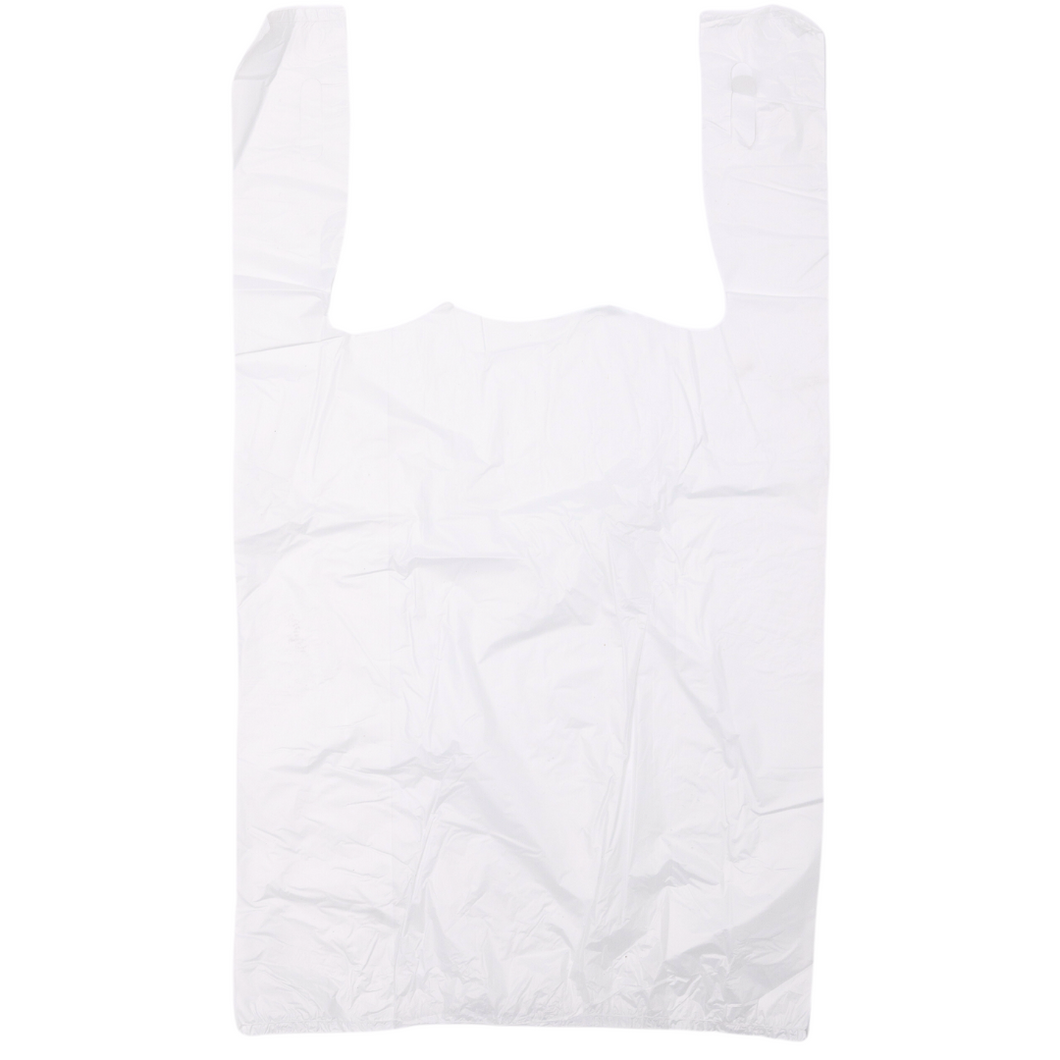 Easy Open - White Unprinted HDPE T-Shirt Bags - 1/8 BBL (10