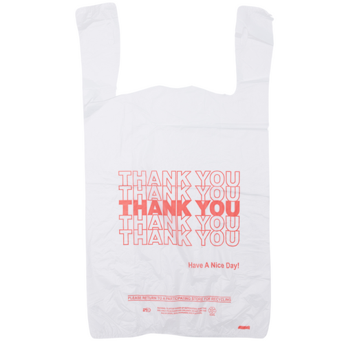 ASSUREPAK INC. - Easy Open - White 'Thank You' HDPE T-Shirt Bags - 1/6 BBL 11.5