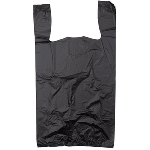 Black Unprinted HDPE T-Shirt Bags - 1/6 BBL 11.5"X6"X21" - 500 Bags - 17 microns - Black - 20020 - AssurePak