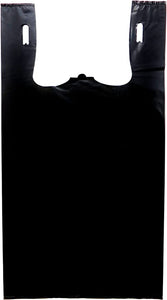 Black Unprinted HDPE T-Shirt Bags - 1/6 BBL 11.5"X6"X21" - 350 Bags - 22 microns - Black - 200HD25 - AssurePak