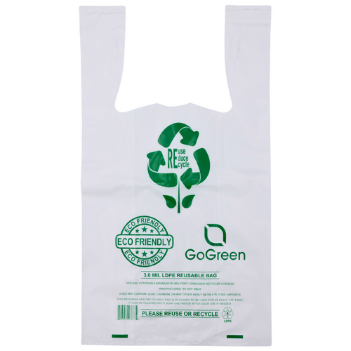 ASSUREPAK INC. - White Reusable/Eco-Friendly LDPE T-Shirt - 1/6 BBL 11.5