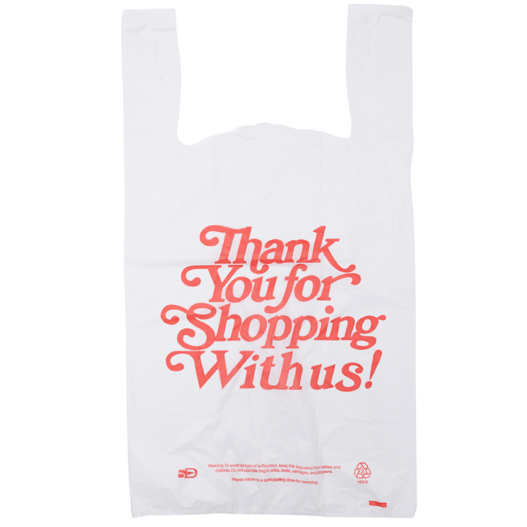 Easy Open - White 'Thank You' HDPE T-Shirt Bags - 1/5 BBL 13
