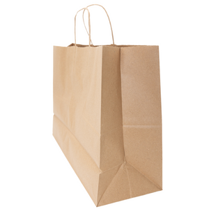 Paper Bags - Handle Bags - Kraft Color - 16"x6"x12" - 250 Bags - 74 LB Weight basis (110 GSM strong) Twisted Handle. Packed in cases. - Kraft/Natural - 16612NKPAPTHDL - AssurePak