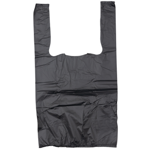 ASSUREPAK INC. - Black Unprinted HDPE T-Shirt Bags - 1/10 BBL 8"X4"X15" - 1500 Bags - 14 microns - Black - 20040