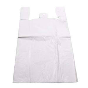 White Unprinted HDPE T-Shirt Bags - 16"X8"X30" - 500 Bags - 16 microns - White - 1006515M - AssurePak