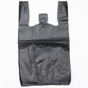 Black Unprinted HDPE T-Shirt Bags - 1/8 BBL 10"X5"X18" - 750 Bags - 16 microns - Black - 2007530 - AssurePak