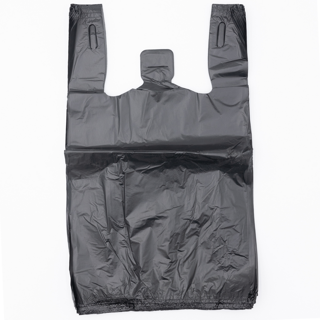 ASSUREPAK INC. - Black Unprinted HDPE T-Shirt Bags - 1/8 BBL 10