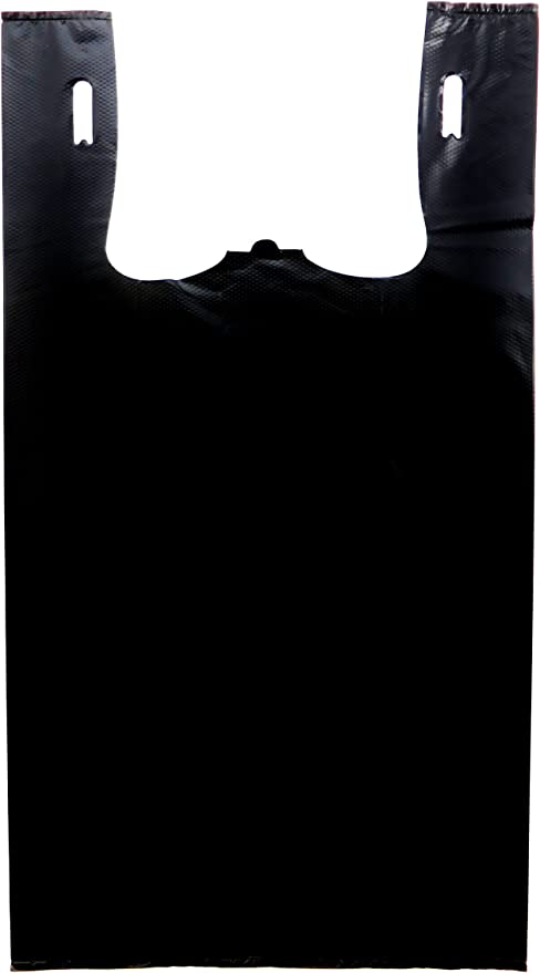 Easy Open - Black Unprinted HDPE T-Shirt Bags - 1/6 BBL 11.5