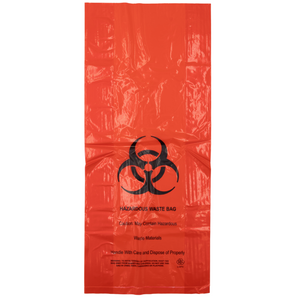 Hazardous Waste Bags - 10"x4"x24" - 200 Bags - 1.4 mil - Red - HAZWASTELD10424 - AssurePak