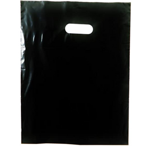 LDPE Die Cut Merchandies Bags - 12"x15" - 500 Bags - 1.5 mil - Black - 1215DCBLACK - AssurePak