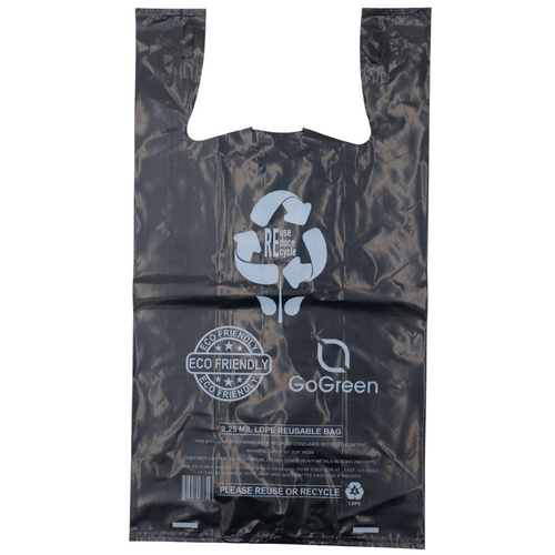 ASSUREPAK INC. - Black Reusable/Eco-Friendly LDPE T-Shirt - 1/6 BBL 11.5