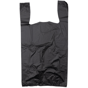 Easy Open - Black Unprinted HDPE T-Shirt Bags - 1/6 BBL 11.5"X6"X21" - 1000 Bags - 13 microns - Black - LOOP-BLACK-EO - AssurePak