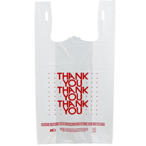 ASSUREPAK INC. - Easy Open - White 'Thank You' HDPE T-Shirt Bags - 1/6 BBL 11.5