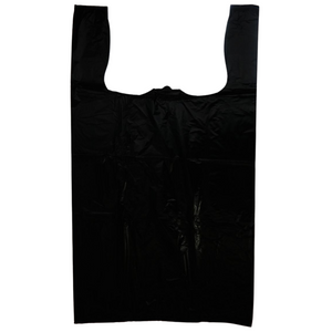 ASSUREPAK INC. - Black Unprinted HDPE T-Shirt Bags - 17"X8"X29" - 400 Bags - 18 microns - Black - 20050