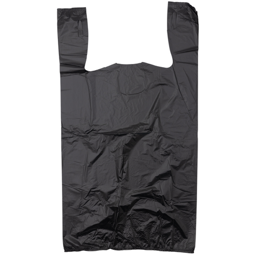 Black Unprinted HDPE T-Shirt Bags - 1/6 BBL 11.5