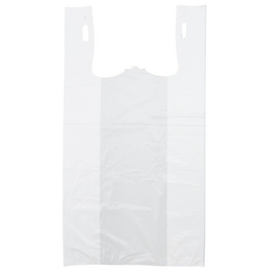 White Unprinted HDPE T-Shirt Bags - 1/6 BBL 11.5"X6"X21" - 1000 Bags - 15 microns - White - UN10010UP - AssurePak