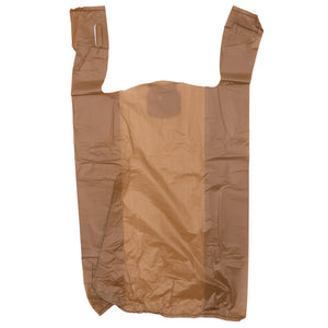 ASSUREPAK INC. - Colored Unprinted HDPE T-Shirt Bags - 1/6 BBL 11.5"X6"X21" - 1000 Bags - 13 microns - Brown - LOOP-BROWN-EO
