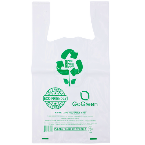 ASSUREPAK INC. - White Reusable/Eco-Friendly LDPE T-Shirt - 1/6 BBL 11.5