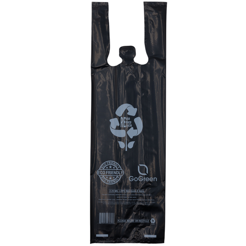 ASSUREPAK INC. - Black Reusable/Eco-Friendly LDPE T-Shirt - Single Bottle Bag 6