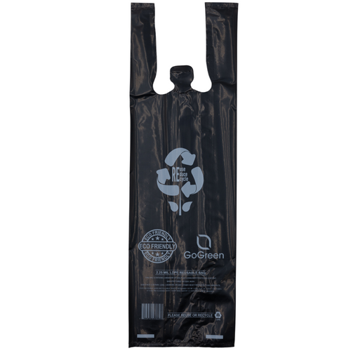 Black Reusable/Eco-Friendly LDPE T-Shirt - Single Bottle Bag 6