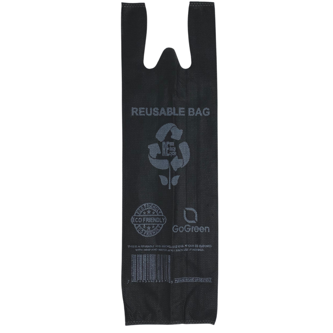 Black PP Non Woven Reusable Bags - One Bottle Bag 6