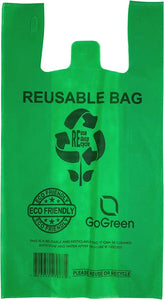 Green PP Non Woven Reusable Bags - 1/6 BBL 12"X7"X22" - 100 Bags - 40 GSM - Green - 12722GRNPPNWRB40 - AssurePak