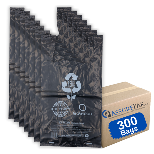 ASSUREPAK INC. - Black Reusable/Eco-Friendly LDPE T-Shirt - 1/8 BBL (10