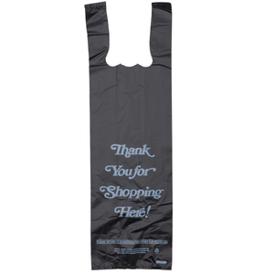 Black Printed HDPE Liquor T-Shirt Bags - 6"X4"X20" - 1000 Bags - 25 microns - Black - 6420HDBWP - AssurePak