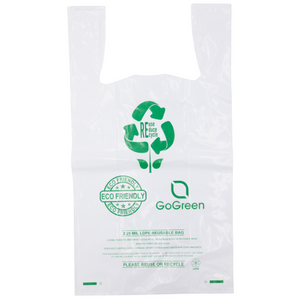 ASSUREPAK INC. - White Reusable/Eco-Friendly LDPE T-Shirt - 1/5 BBL 13"X9"X23" - 150 Bags - 57 Micron (2.25 mil) - White - WHLD225MREUSE1323