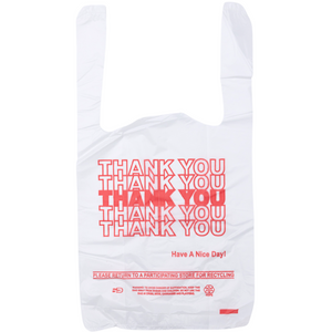 ASSUREPAK INC. - White 'Thank You' HDPE T-Shirt Bags - 1/12 BBL 7"X3.5"X13" - 1000 Bags - 13 microns - White - 10030