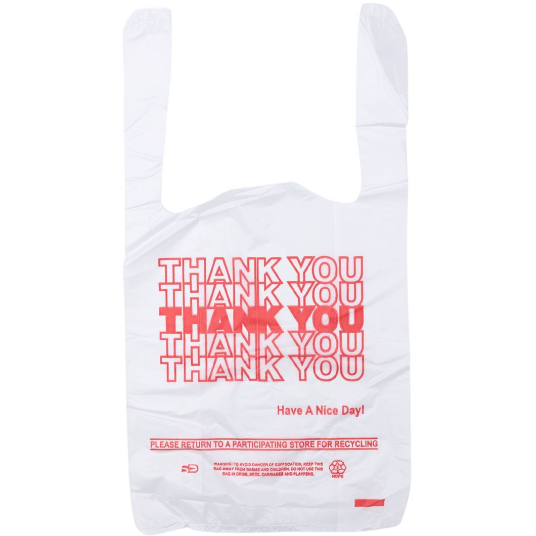 ASSUREPAK INC. - White 'Thank You' HDPE T-Shirt Bags - 1/12 BBL 7